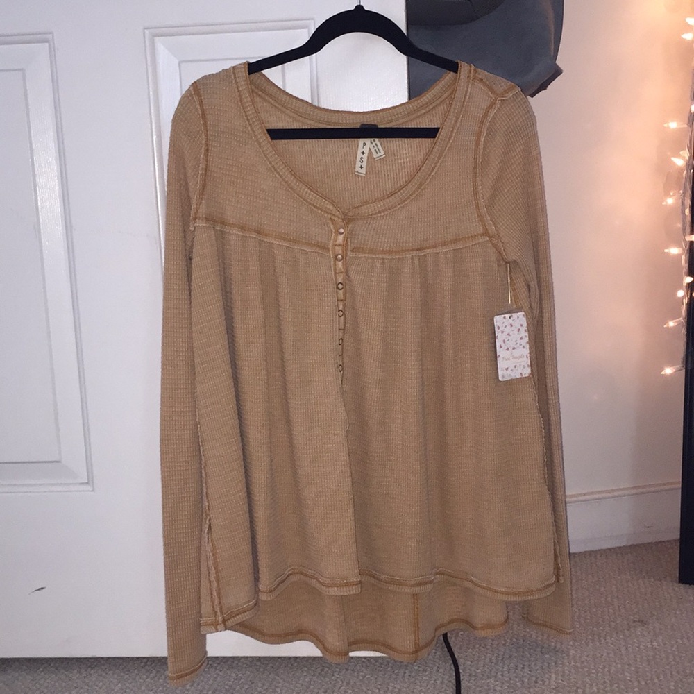 Free People Kia Long- Sleeve Henley Top